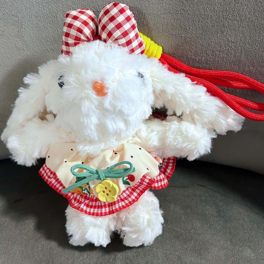 Handmade plush bunny keychain